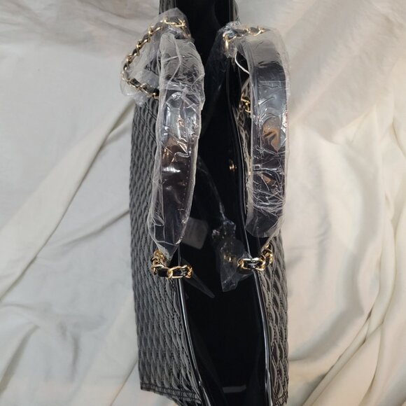 Caroline Hill Melissa Black Patent Leather Tote Handbag - Picture 10 of 11